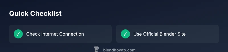 Checklist visual for Blender download troubleshooting