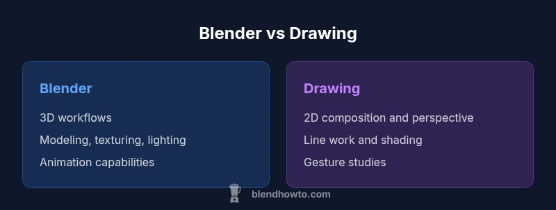 Comparison infographic showing Blender vs Drawing features