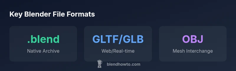 Infographic showing Blender file formats with icons