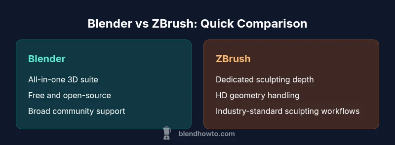 Infographic comparing Blender and ZBrush features