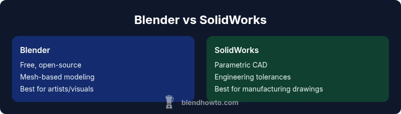 Infographic comparing Blender and SolidWorks features and use cases