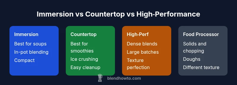 Comparison infographic showing four blender types and their strengths