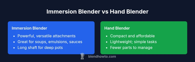 A side-by-side comparison of immersion blender vs hand blender with attachments
