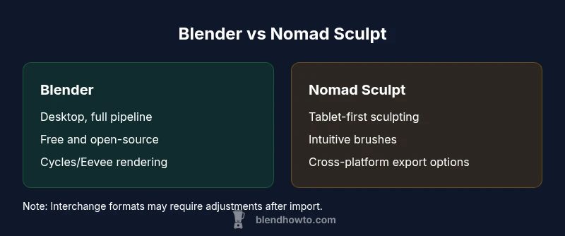 Comparison infographic showing Blender vs Nomad Sculpt features