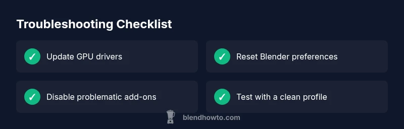 Checklist infographic for Blender troubleshooting