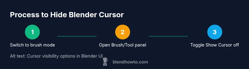 infographic showing steps to hide Blender brush cursor