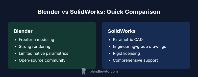Infographic comparing Blender and SolidWorks features