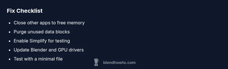 Checklist infographic for Blender troubleshooting