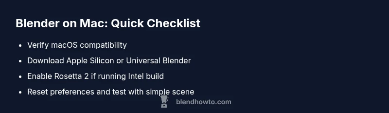 Checklist for fixing Blender compatibility on Mac