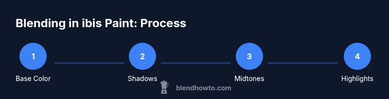 Infographic showing a four-step ibis Paint blending workflow