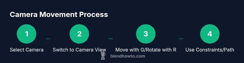Process diagram showing camera movement steps in Blender