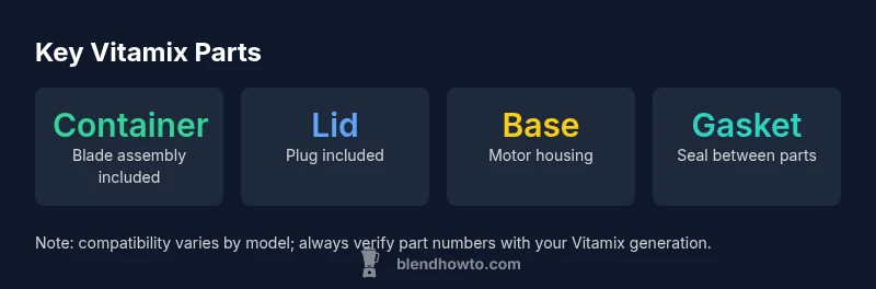 Diagram of Vitamix blender parts with labels