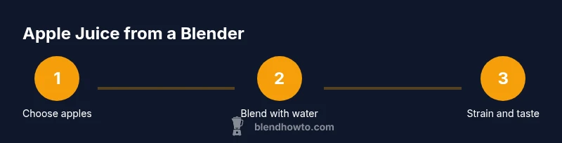 Infographic showing a three-step process for blender-made apple juice