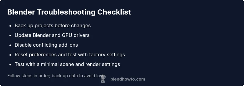 Blender troubleshooting quick checklist infographic
