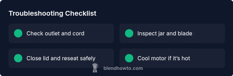 Checklist infographic for blender troubleshooting steps