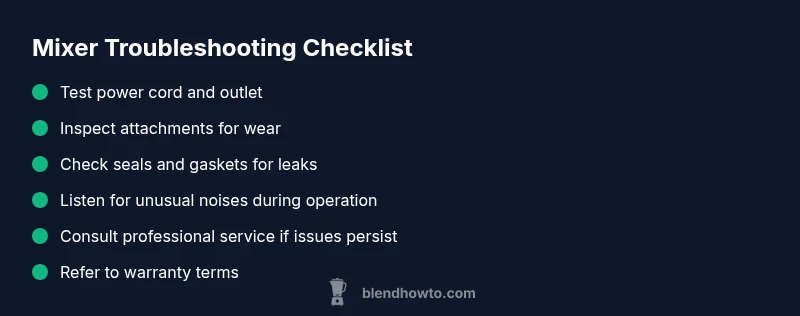Checklist infographic for mixer troubleshooting