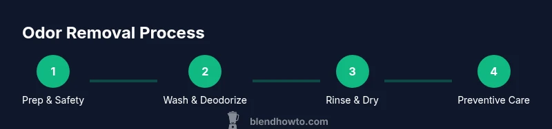 Process infographic showing steps to deodorize a blender