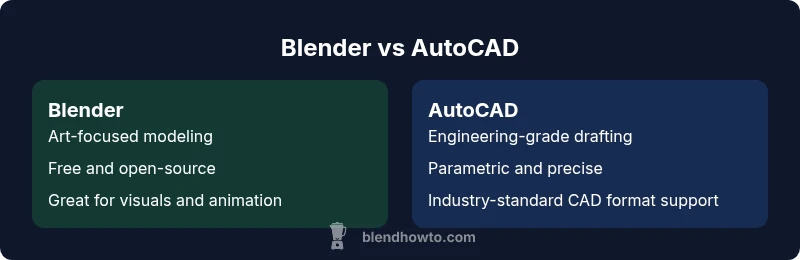Infographic comparing Blender and AutoCAD use cases