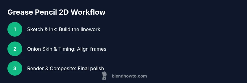 Process infographic showing Grease Pencil workflow